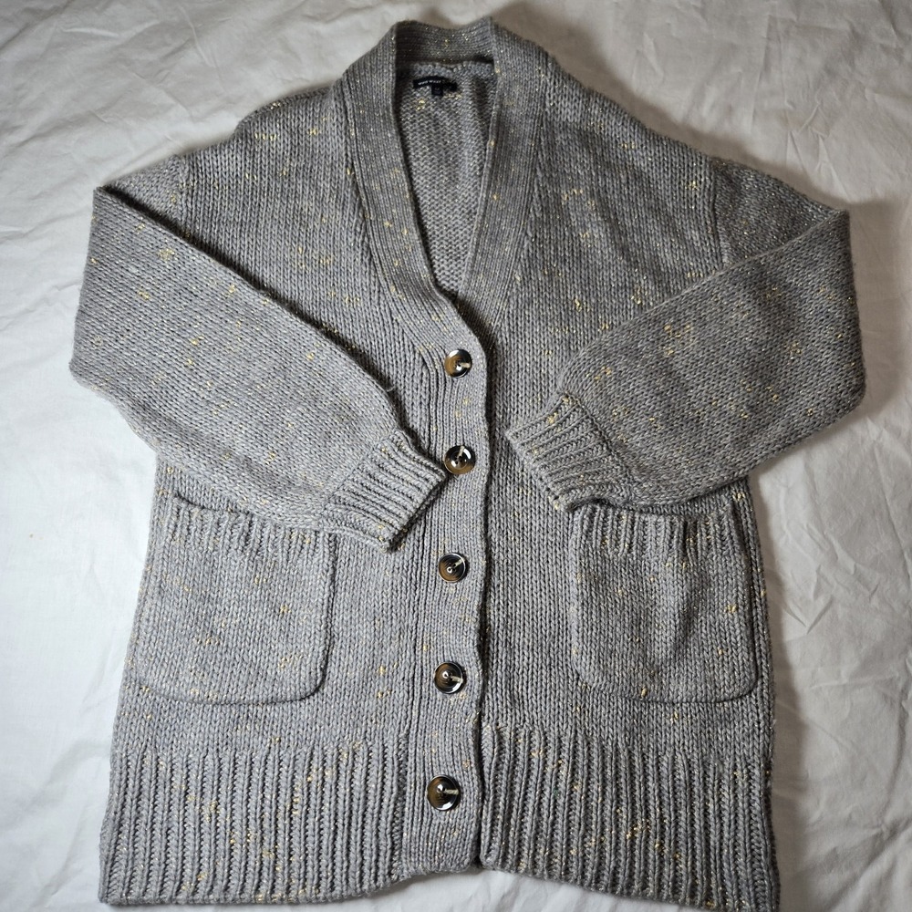 Who What Wear Target‎  Sweater Cardigan Size Medium Gray With Gold Flecks